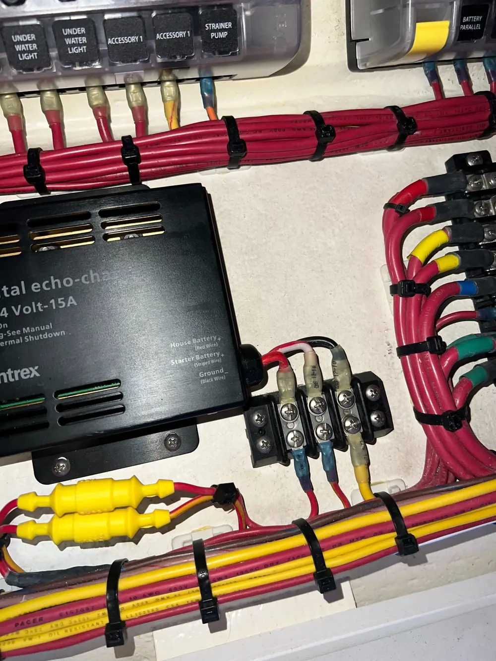 24-volt charger with loomed, fused runs